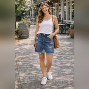 Special A Distressed Denim Mini Skirt | 100% Cotton | NWT | Medium